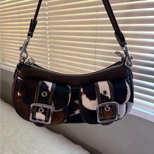 Coach Brown and Black Patterned Shoulder Bag